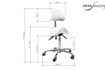 Dimensions tabouret médical ergonomique avec dossier modèle Noble blanc