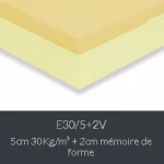 Medium Memory 7 cm soit 5 cm 30Kg/m³ + 2 cm memory +320 CHF