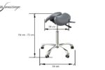 dimensions Tabouret ergonomique en forme de selle avec ergonomie du périnée